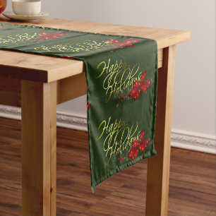 Happy Holidays Christmas Short Table Runner