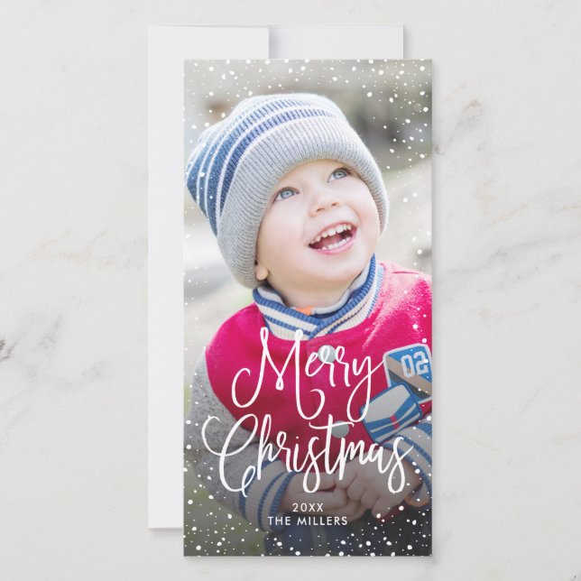 Happy Holidays Christmas Snow Photo Holiday Card (Front)
