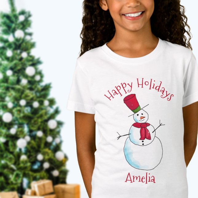 Happy Holidays Christmas Snowman Personalized T-Shirt (Creator Uploaded)