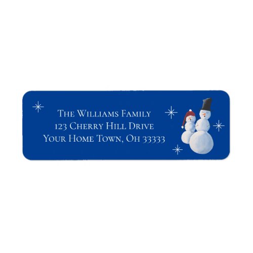 Happy Holidays Christmas Snowmen Return Address Label