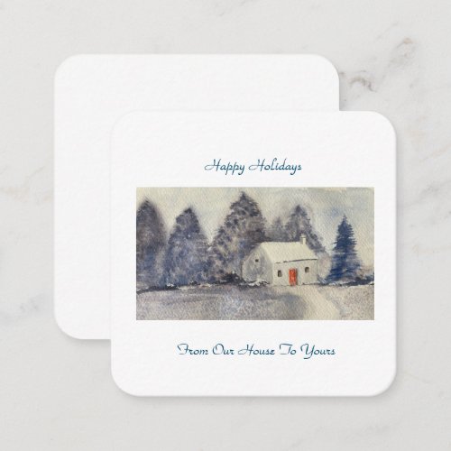 Happy Holidays Christmas Snowy Cottage house  Note Card