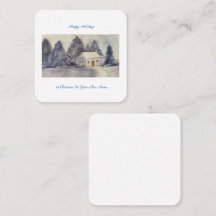 Happy Holidays Christmas Snowy Cottage new home 