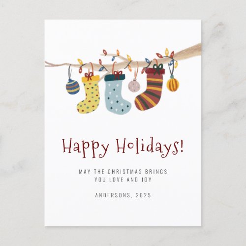 Happy Holidays Christmas Socks Greetings Postcard