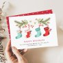 Happy Holidays Christmas Stockings 4 Family Names Holiday Card