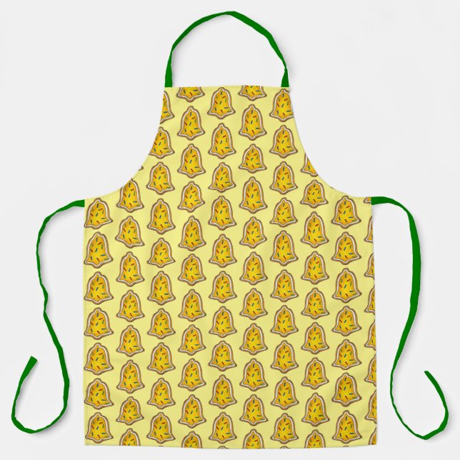 Happy Holidays Christmas Sugar Cookie Yellow Bell Apron (Front)