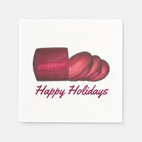 Happy Holidays Christmas Thanksgiving Cranberry Paper Napkins