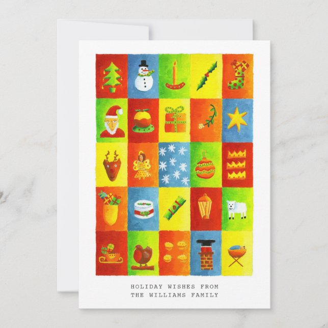 Happy Holidays Christmas Theme Illustration Photo Holiday Card (Front)