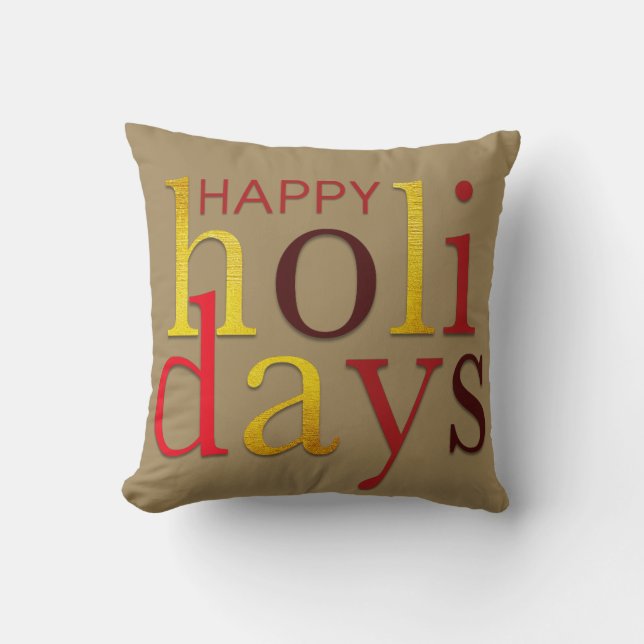  Happy Holidays Christmas  Throw Pillow (Front)