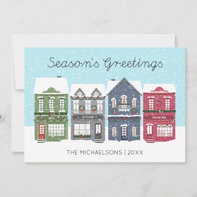 Happy Holidays Christmas Town | Photo Holiday Card (Front)