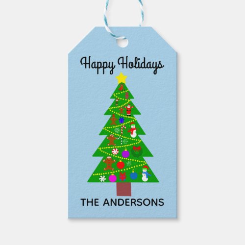 Happy Holidays Christmas Tree 1 Gift Tag
