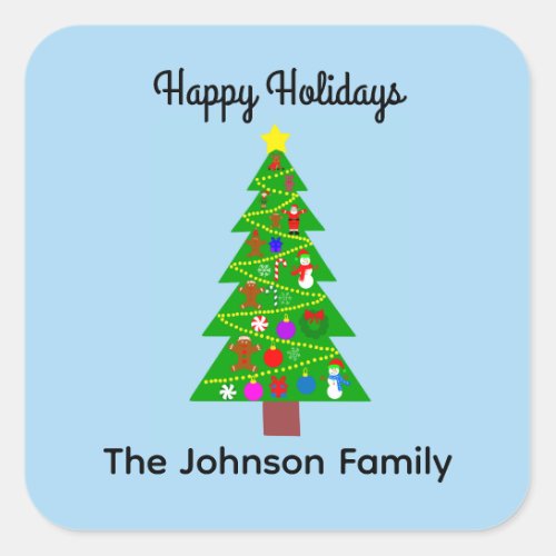 Happy Holidays Christmas Tree 1 Stickers