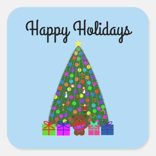 Happy Holidays Christmas Tree 3_2 Stickers