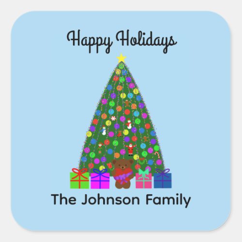 Happy Holidays Christmas Tree 3 Stickers