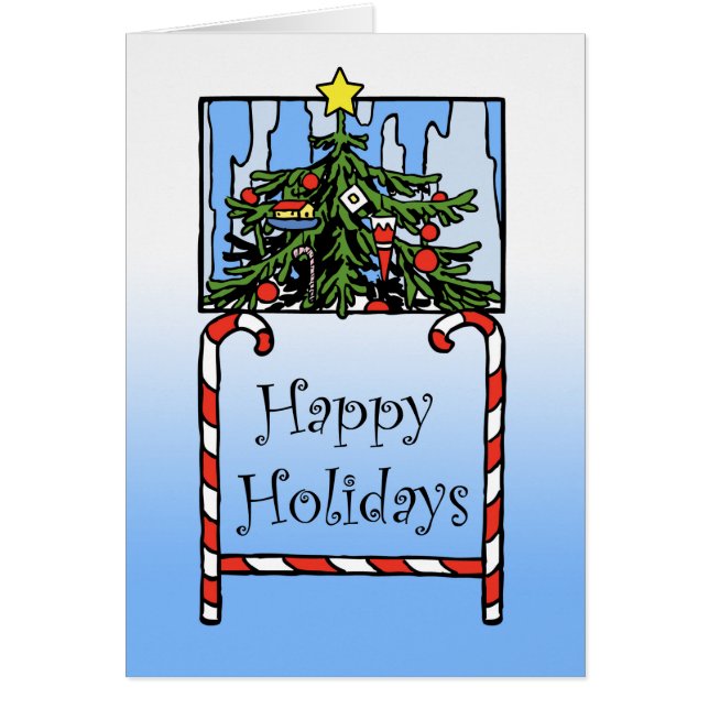 Happy Holidays, Christmas Tree and Candy Canes Cards (Front)