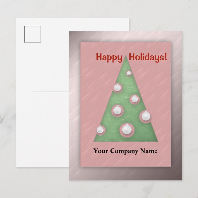 Happy Holidays Christmas Tree Business Personalize Holiday Postcard (Front/Back)