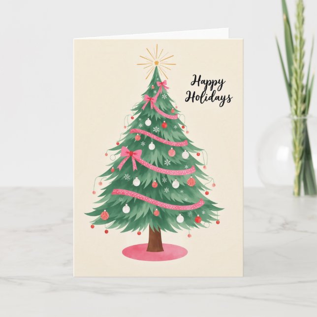 Happy Holidays Christmas Tree Card (Front)