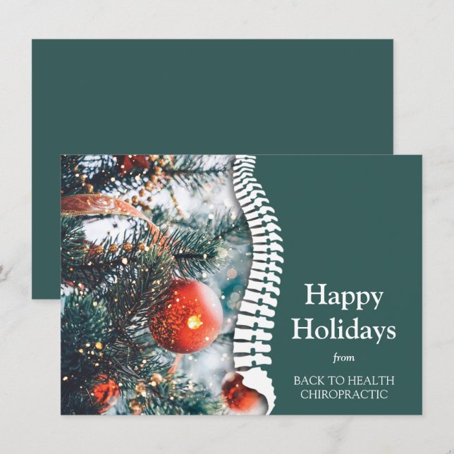Happy Holidays Christmas Tree Chiropractic Holiday Card (Front/Back)