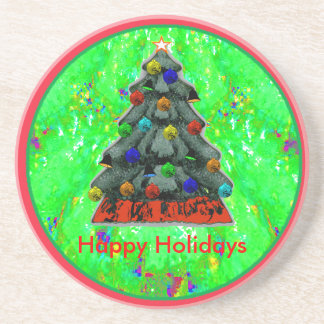 Happy Holidays Christmas Tree Coaster
