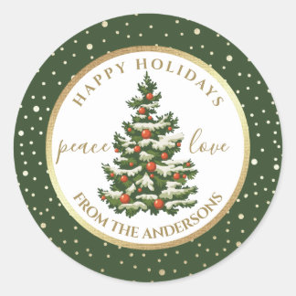 Happy Holidays. Christmas Tree Custom Classic Round Sticker