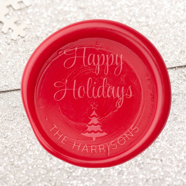 Happy Holidays Christmas Tree Monogram Wax Seal Sticker (Embrace the timeless tradition of sealing Christmas cards and gifts with an elegant touch)