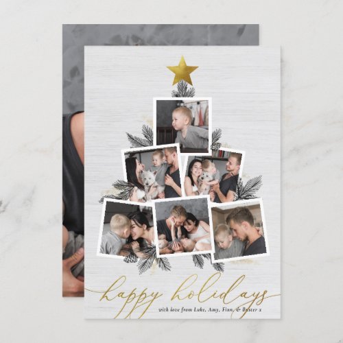 Happy Holidays  Christmas Tree Photo Collage Holi Holiday Card
