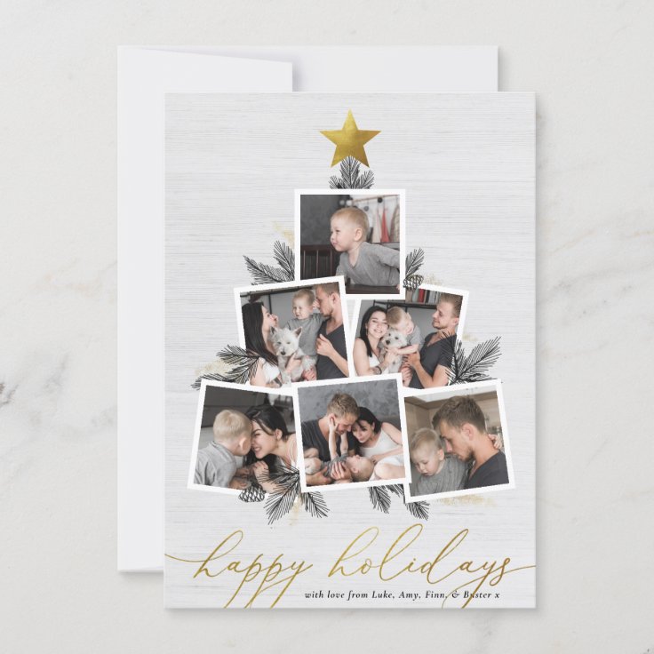 Happy Holidays Christmas Tree Photo Collage Holiday Card Zazzle