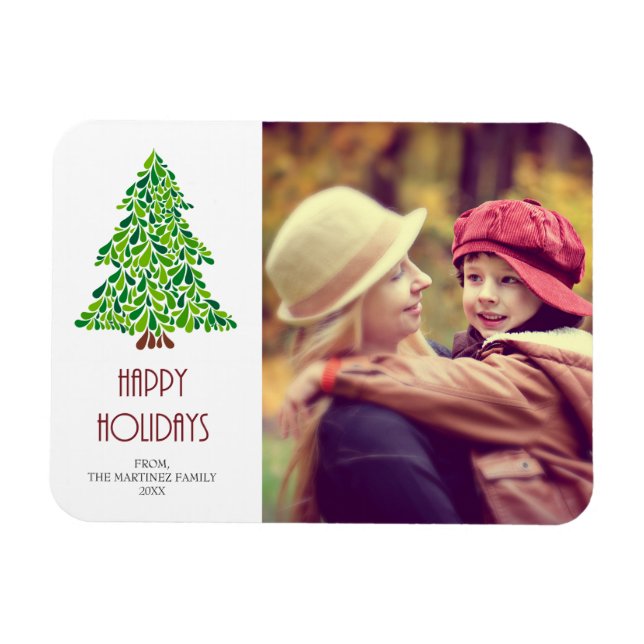 Happy Holidays Christmas Tree Photo Magnet (Horizontal)