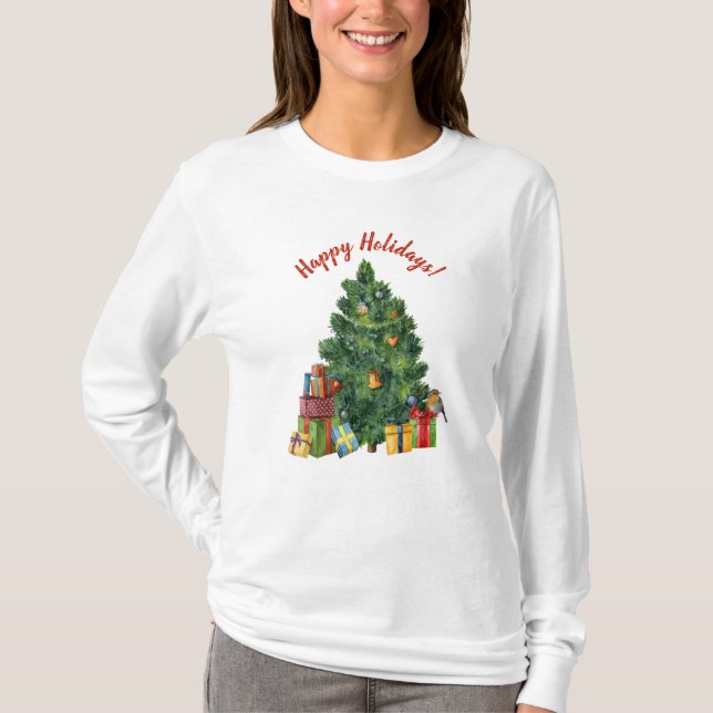 Happy Holidays - Christmas Tree T-Shirt (Front)