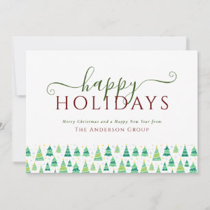 Happy Holidays Christmas Trees Corporate Business Holiday Card
