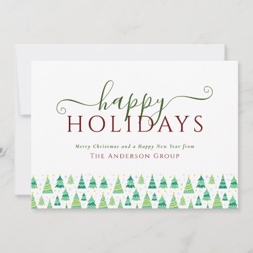 Happy Holidays Christmas Trees Corporate Business Holiday Card