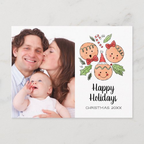 Happy Holidays  Christmas Trio Gingerbread Family Holiday Postcard