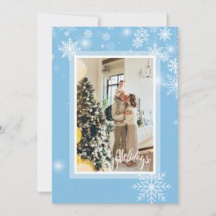 Happy holidays Christmas, white snowflakes Invitation