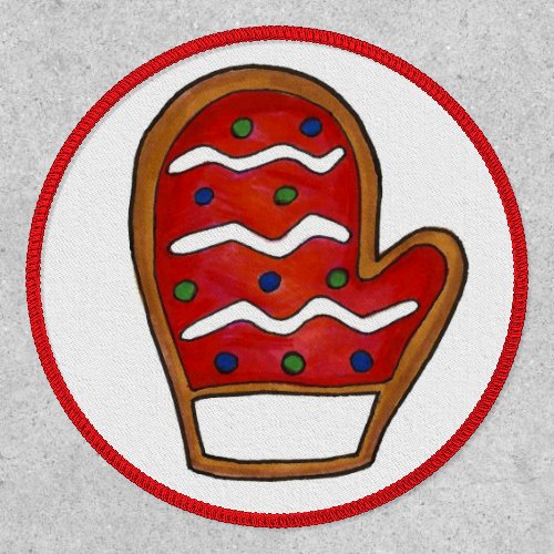 Happy Holidays Christmas Winter Cookie Red Mitten Patch