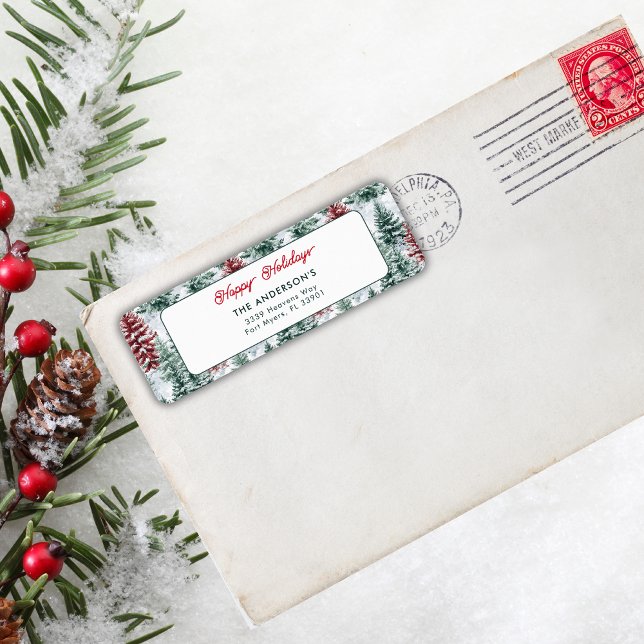 Happy Holidays Christmas Winter Forest Label (Creator Uploaded)