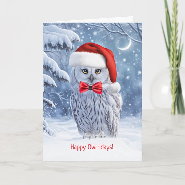 Happy Holidays Christmas with Cute Owl  Card (Front)