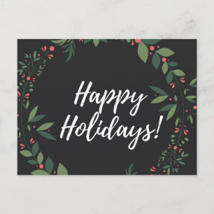 Happy Holidays Christmas Wreath  Holiday Postcard