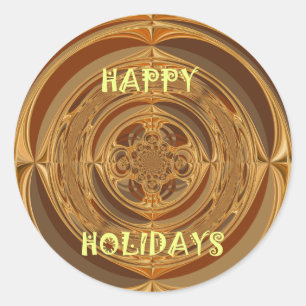 Happy Holidays Circle Art Print/Design Classic Round Sticker