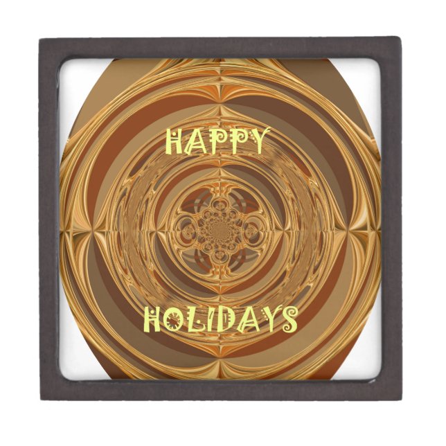 Happy Holidays Circle Art Print/Design Jewelry Box (Front)
