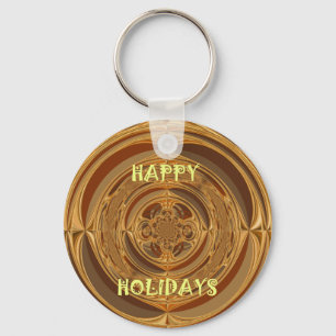 Happy Holidays Circle Art Print/Design Keychain