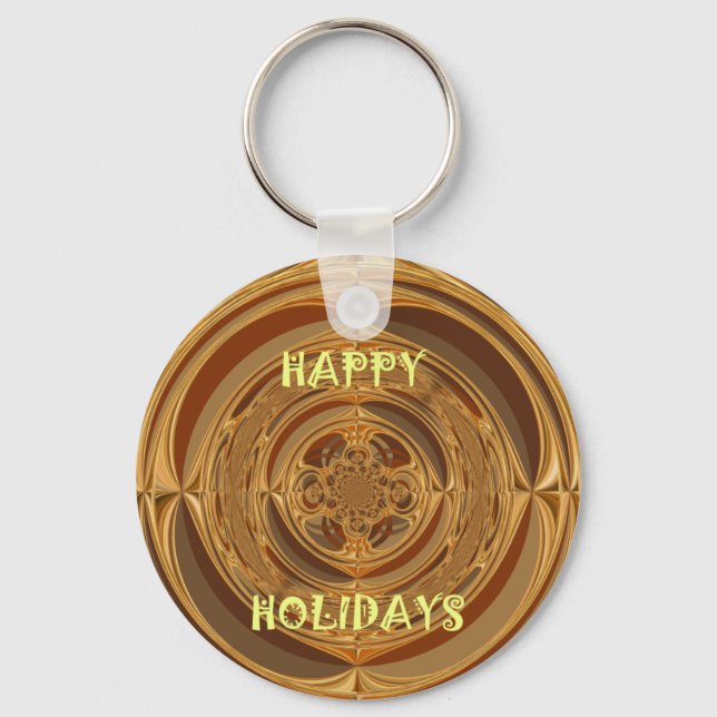 Happy Holidays Circle Art Print/Design Keychain (Front)