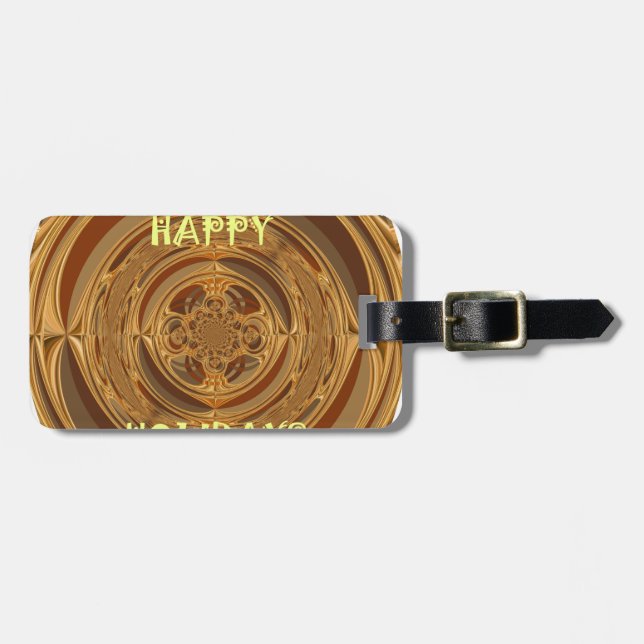 Happy Holidays Circle Art Print/Design Luggage Tag (Front Horizontal)