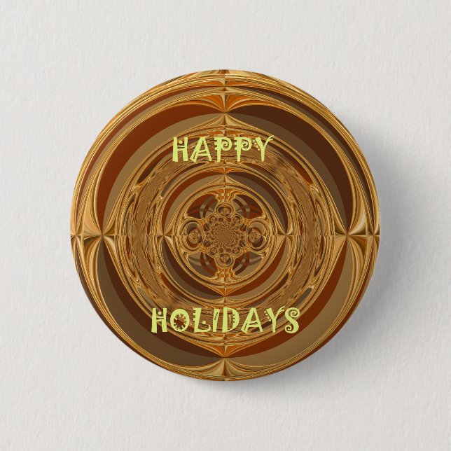 Happy Holidays Circle Art Print/Design Pinback Button (Front)