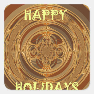 Happy Holidays Circle Art Print/Design Square Sticker