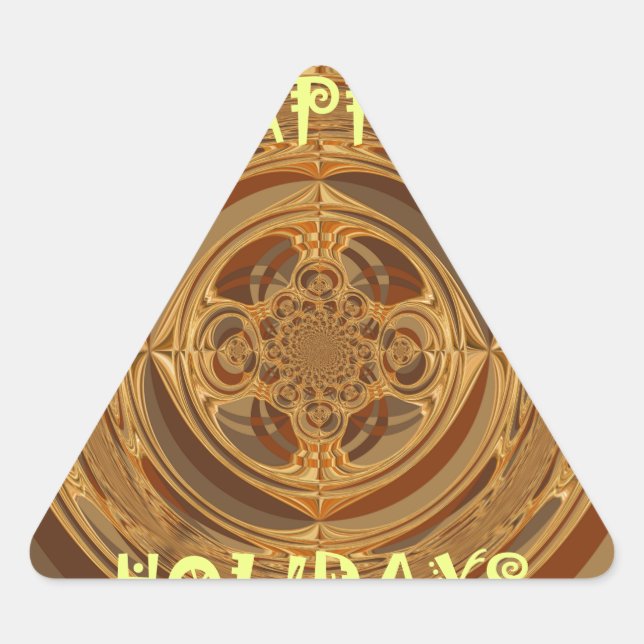 Happy Holidays Circle Art Print/Design Triangle Sticker (Front)