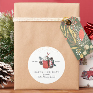 Happy Holidays   Classic Hot Chocolate Christmas Round Sticker