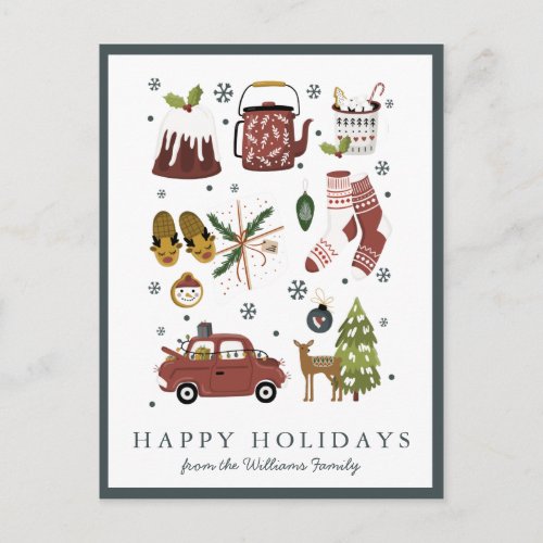 Happy Holidays  Classic Hygge Minimal Christmas Postcard