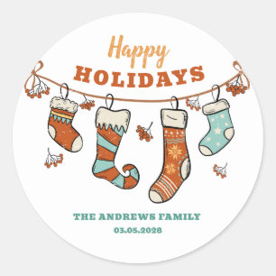 Happy Holidays  Classic Round Sticker