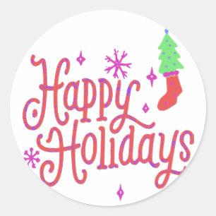 Happy Holidays Classic Round Sticker