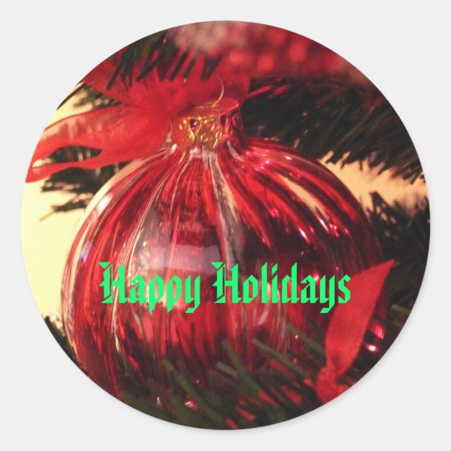 Happy Holidays Classic Round Sticker (Front)