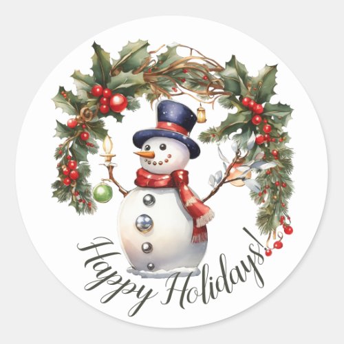 Happy Holidays Classic Round Sticker
